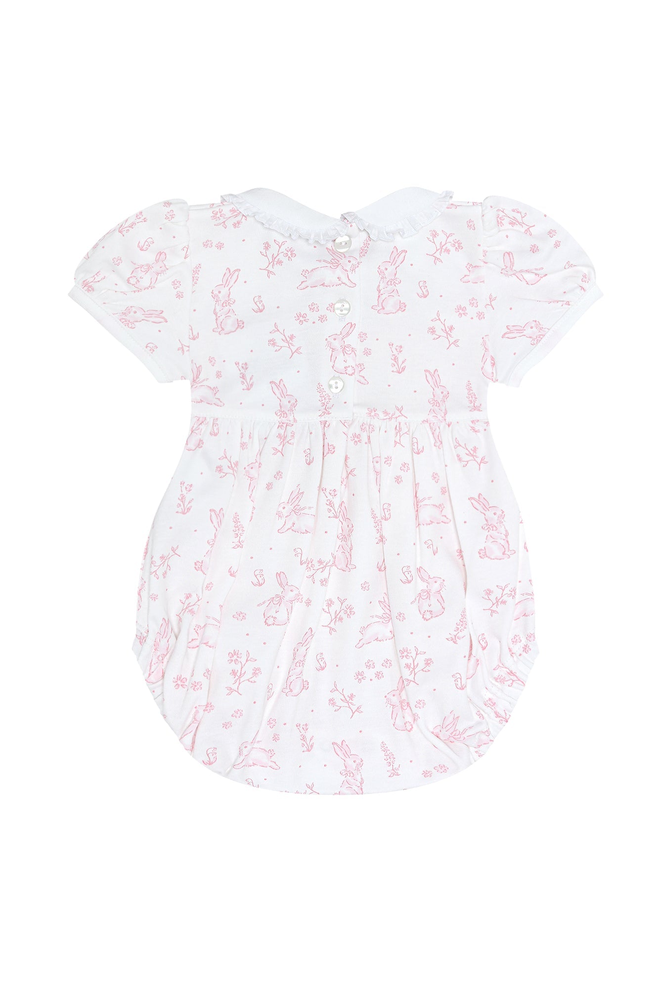 Image of Pink Bunny Toile Smocked Bubble